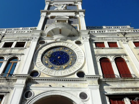 Clock tower in St Mark's Square on the Epiphany